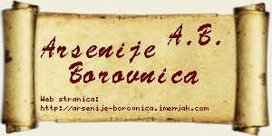 Arsenije Borovnica vizit kartica